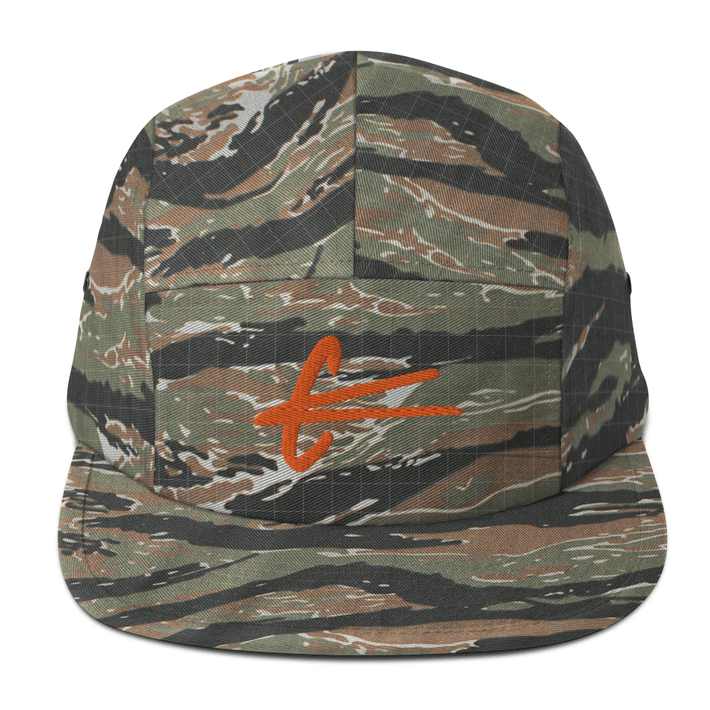 Five Panel Cap - Tiger Orange embroidery